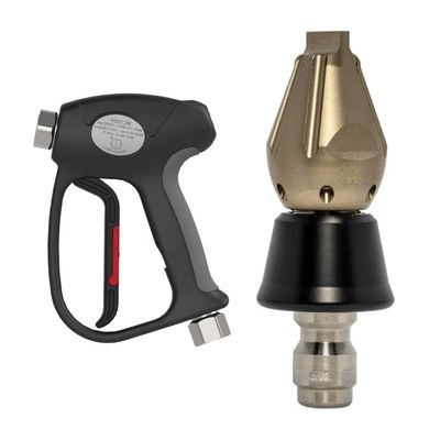 Pressure washer trigger gun and spray nozzle