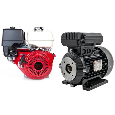 Petrol engines, electric motors and reduction gearboxes for pressure cleaner pumps