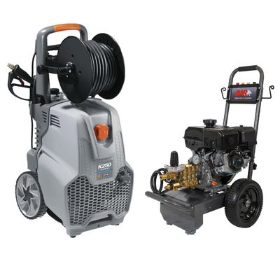 Electric and petrol pressure cleaners and water blasters