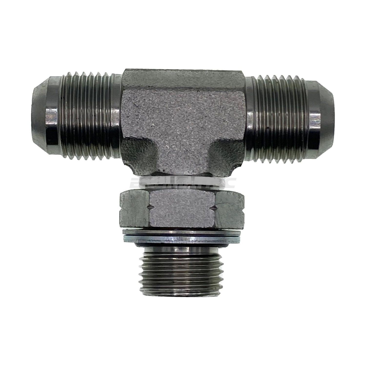 JIC Male x BSP Parallel Male Branch Tee, Size: Tee Piece - (07) 7/16" JIC Male x (07) 7/16" JIC Male x (02) 1/8" BSP Parallel Male - Straight