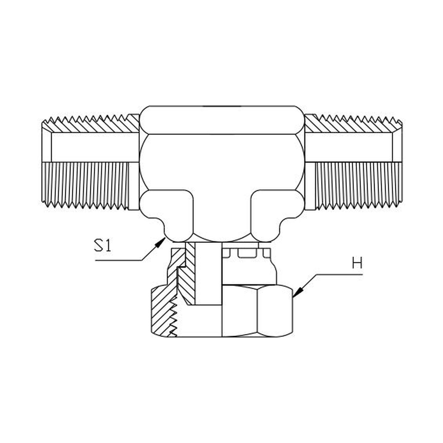 BSP Tapered Male x BSP Swivel Female Branch Tee, Size: Tee Piece - BSP Tapered Male (04) 1/4" x BSP Tapered Male (04) 1/4" x BSP Swivel Female (04) 1/4" - Branch Tee