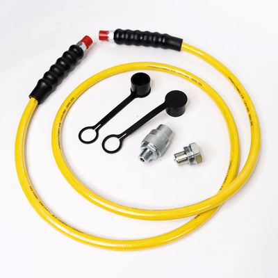 ENGMATTEC 2 Metre Hi-Vis Yellow Ultra High-Pressure Jacking Hose - 17,400 PSI (1,200 Bar) - 3/8" NPT with Screw-Together Coup