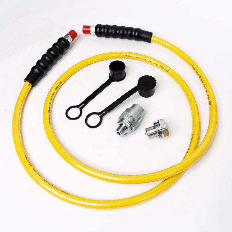 2 m long 17,400 PSI Porta Power Hose with Quick Couplers ENGMATTEC 2 Metre Hi-Vis Yellow Ultra High-Pressure Jacking Hose - 17,400 PSI (1,200 Bar) - 3/8" NPT with Screw-Together Coup
