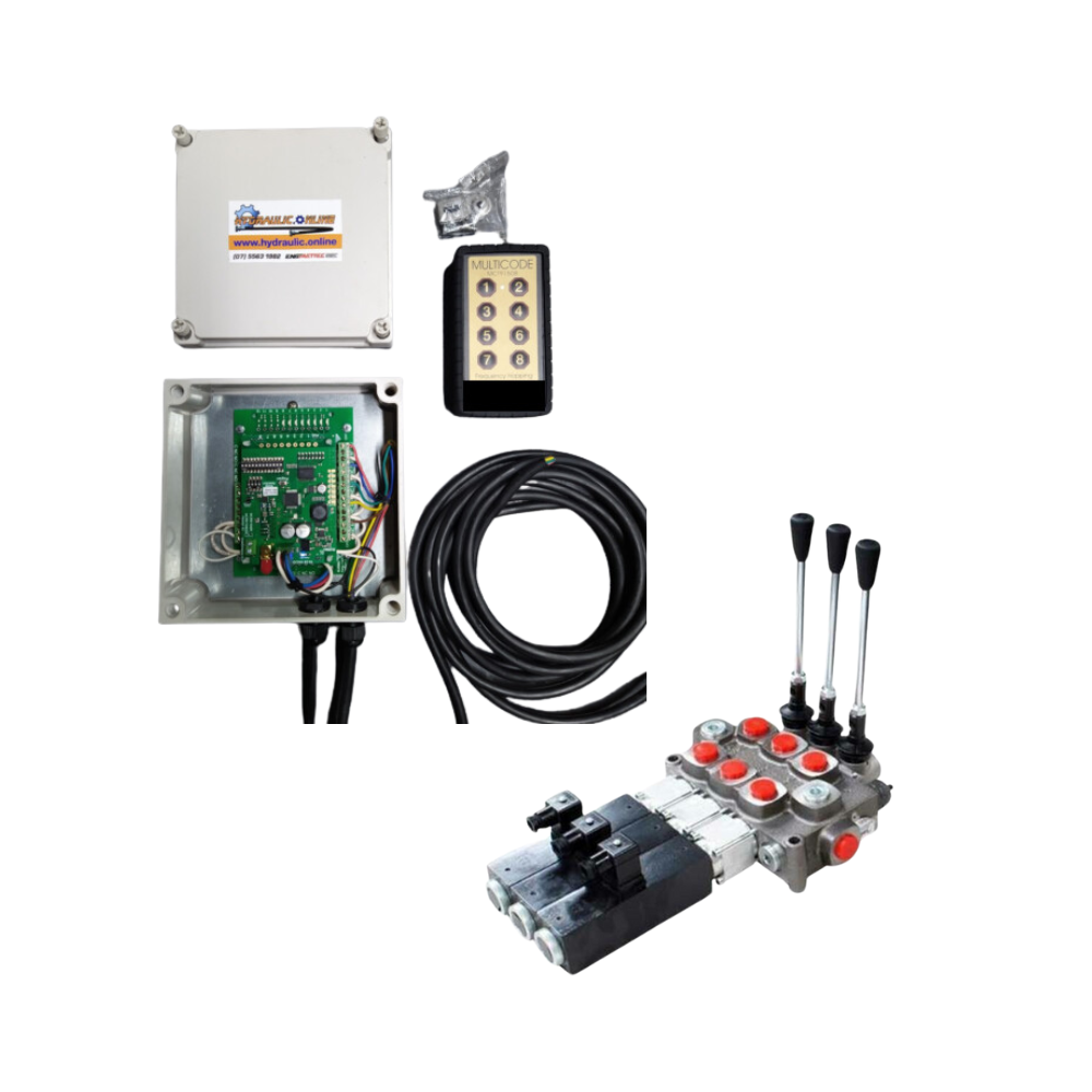 Full electric 3 Spool Hydraulic Valve 90 LPM with Remote Control No Air required