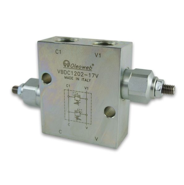 Crossline Relief Valve for Hydraulic Motors - 3/8 to 3/4 inch BSPP - 40 to 80 L/min