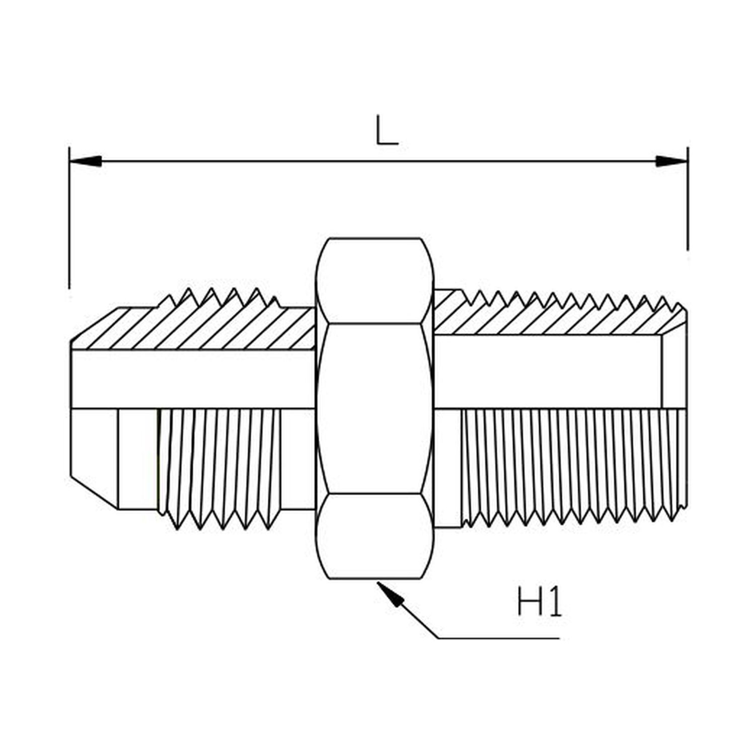 Adaptor BSP Tapered Male x JIC Male Straight, Size: Adaptor - (02) 1/8" BSP Tapered Male x (07) 7/16" JIC Male - Straight