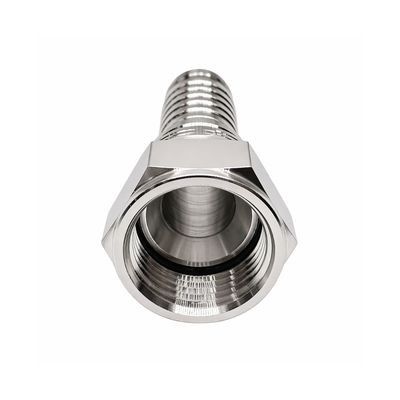 Stainless steel 316 JIC female straight hose tail barb fitting for hydraulic hose connection