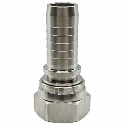 316 Stainless Steel Hose Tail - BSP Swivel Female - Straight - Two-Piece Crimp-On