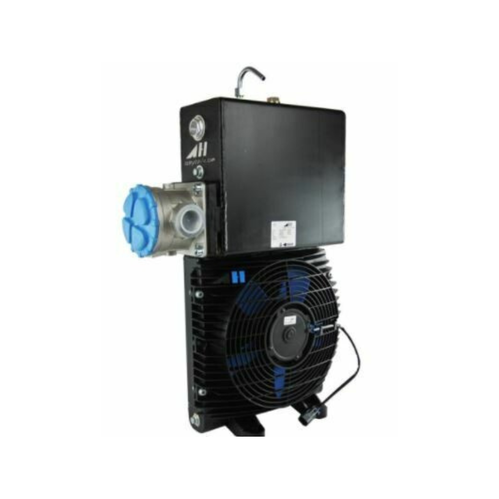 All-in-One Hydraulic Oil Cooler with Integrated Tank &amp; Suction Filter (12V/24V DC) 50 to 150 Lt/min 