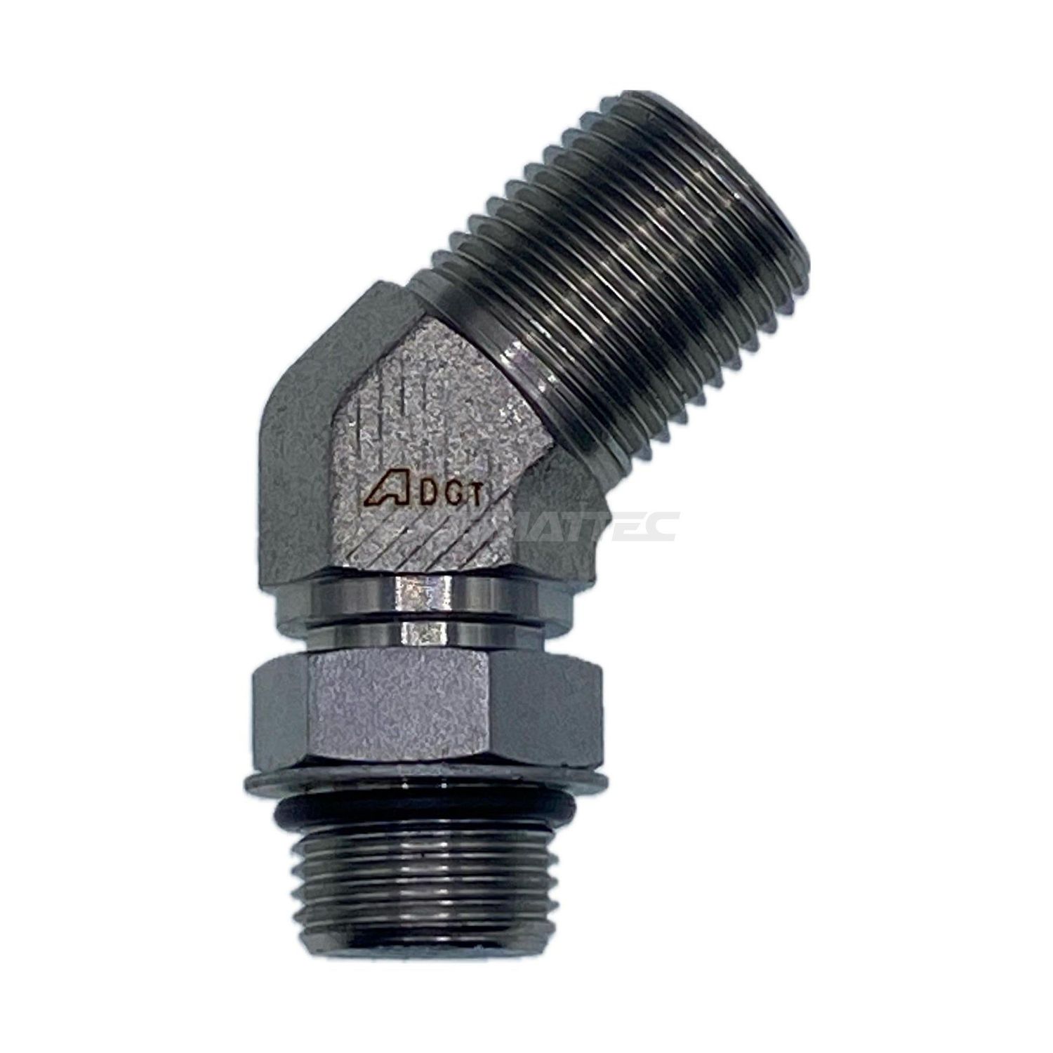 BSP Tapered Male x UNO Male 45° Compact, Size: Adaptor - (04) 1/4" BSP Tapered Male x (09) 9/16" UNO Male - 45° Compact