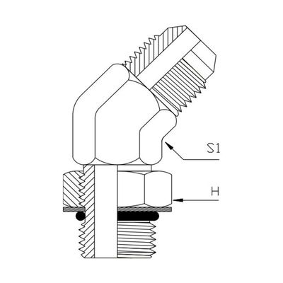 JIC Male x UNO Male 45° Compact Adaptor JIC Male x UNO Male 45° Compact Adaptor