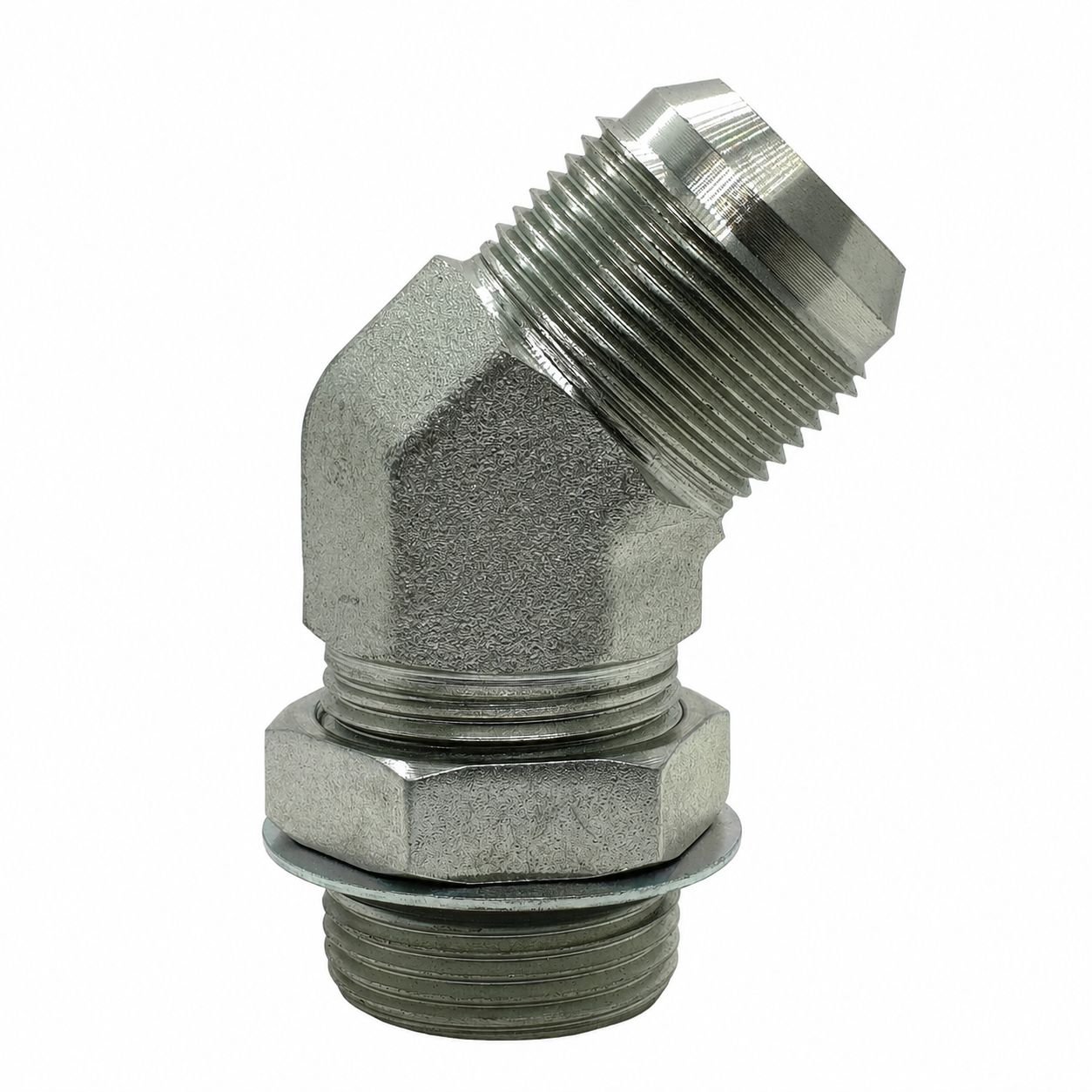 JIC Male x UNO Male 45° Compact Adaptor, Size: Adaptor - (07) 7/16" JIC Male x (07) 7/16" UNO Male - 45° Compact