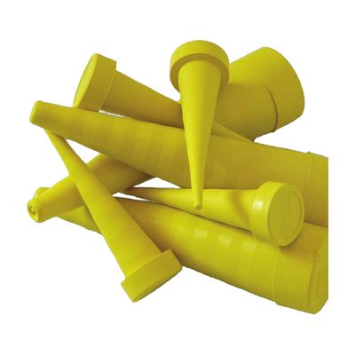 Yellow conical oil resistant rubber service plugs
