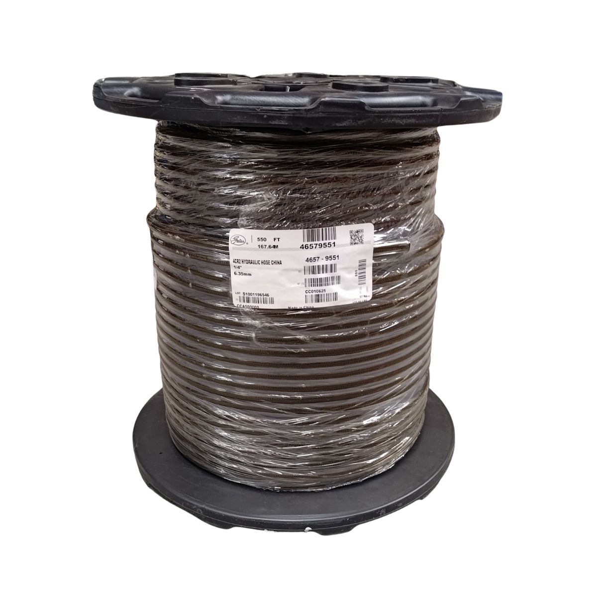 Full Reel GATES CR2 Pro Series Hydraulic Hose R2AT 1/4", 3/8", 1/2", 5/8", 3/4", 1", Hose Bore Size and Reel Length: (04) 1/4"  167 Metre Reel