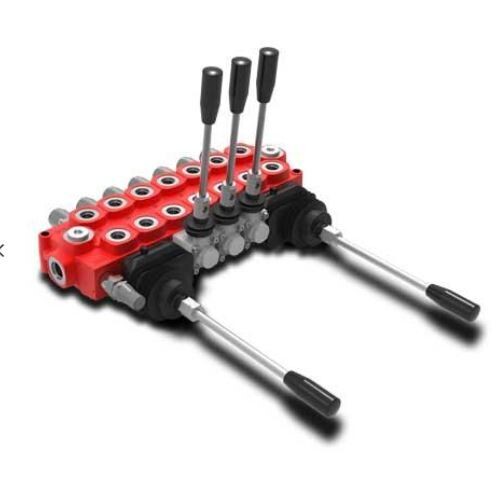 7 Spool monoblock Hydraulic Oil Flow Control Valve fitted with 2 Joystick Controls, pressures to 315 bar flows up to 45 Lt/min.