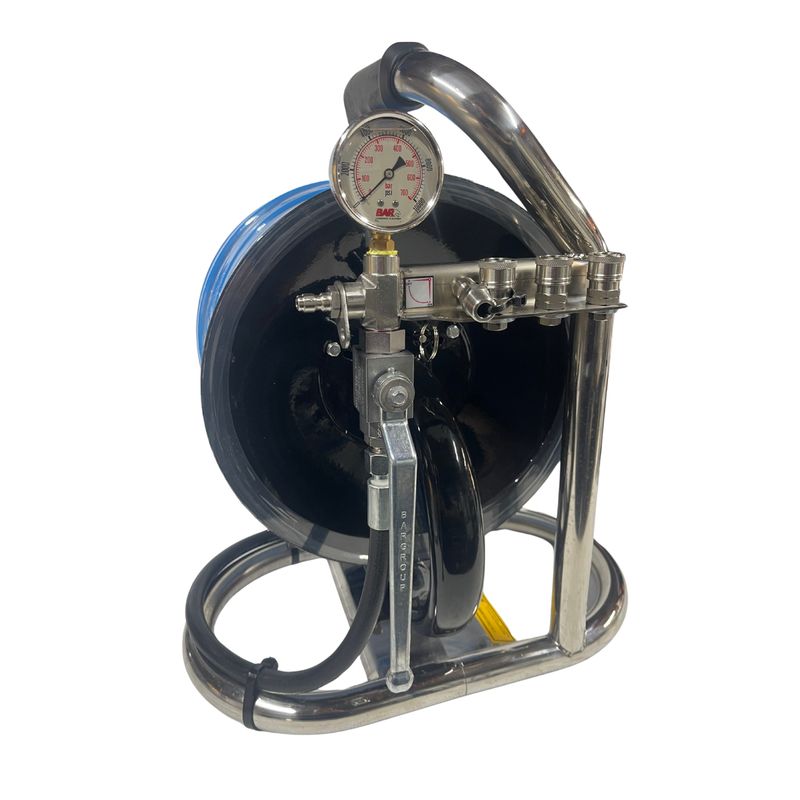Plumbers Mate Drain Clean/Jetting Hose and Reel US or Italian Hose 5,000 psi 60 m Length 1/4 60 M Hose and reel for-drain and pipe-cleaning-jobs