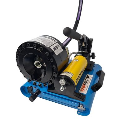 ENGMATTEC P16HP Hand Operated Portable Hydraulic Hose Press with ENERPAC two Stage pump Crimps from 10 to 45 mm.