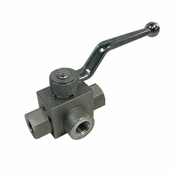 3-Way T-Port Hydraulic Ball Valve - 1/4" (6.4 mm) to 1" (25.4 mm) BSPP - 400 bar