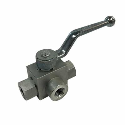 3-Way T-Port Hydraulic Ball Valve - 1/4" (6.4 mm) to 1" (25.4 mm) BSPP - 400 bar