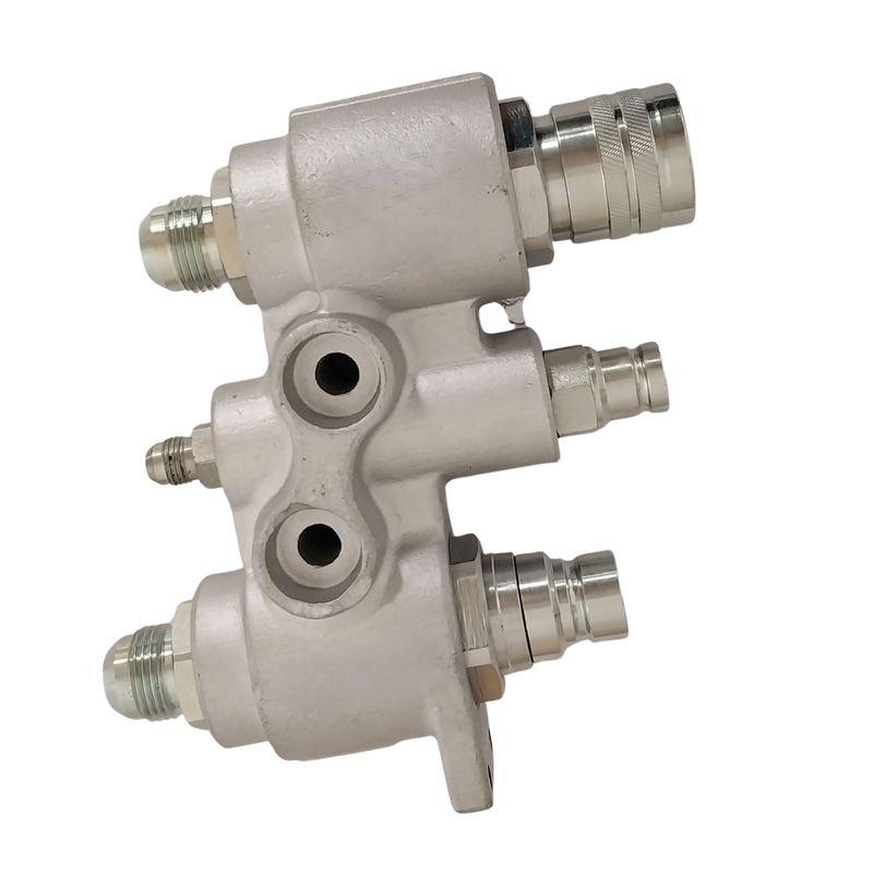 3-Port Quick Connect Hydraulic Manifold - Flat Face - Bobcat Compatible 3-Port Quick Connect Hydraulic Manifold - Flat Face - Bobcat Compatible