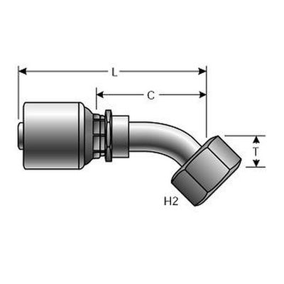 Hose Tail One Piece BSP Swivel Female 45° Swept - Gates