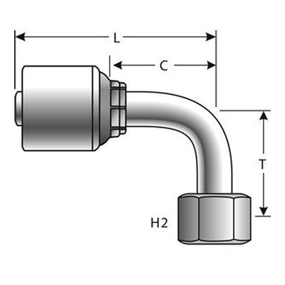 Hose Tail One Piece BSP Swivel Female 90° Swept - Gates