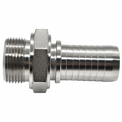 316 Stainless Steel Hose Tail - BSP Parallel Male - Straight - Two-Piece Crimp-On