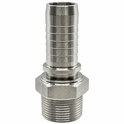 316 Stainless Steel Hose Tail - BSP Tapered Male - Straight - Two-Piece Crimp-On