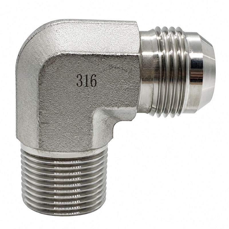 316 Stainless Steel BSP Tapered Male x JIC Male - 90° Compact Elbow