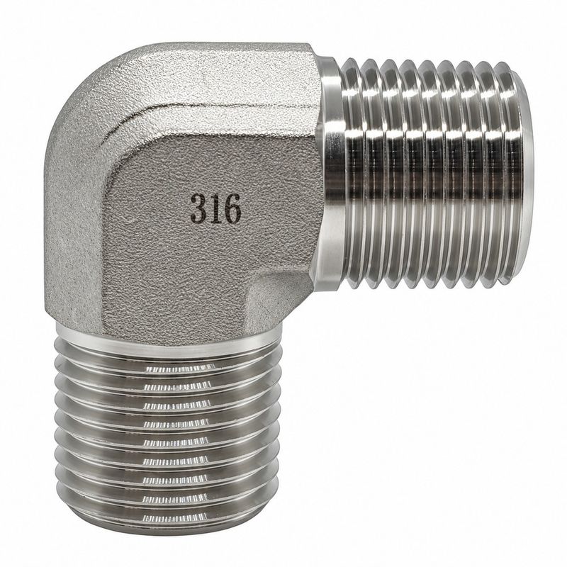316 Stainless Steel BSP Tapered Male x BSP Tapered Male - 90° Compact Elbow