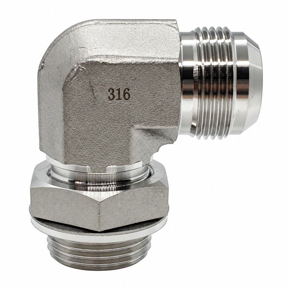 316 Stainless Steel BSP Parallel Male x JIC Male - 90° Compact Elbow