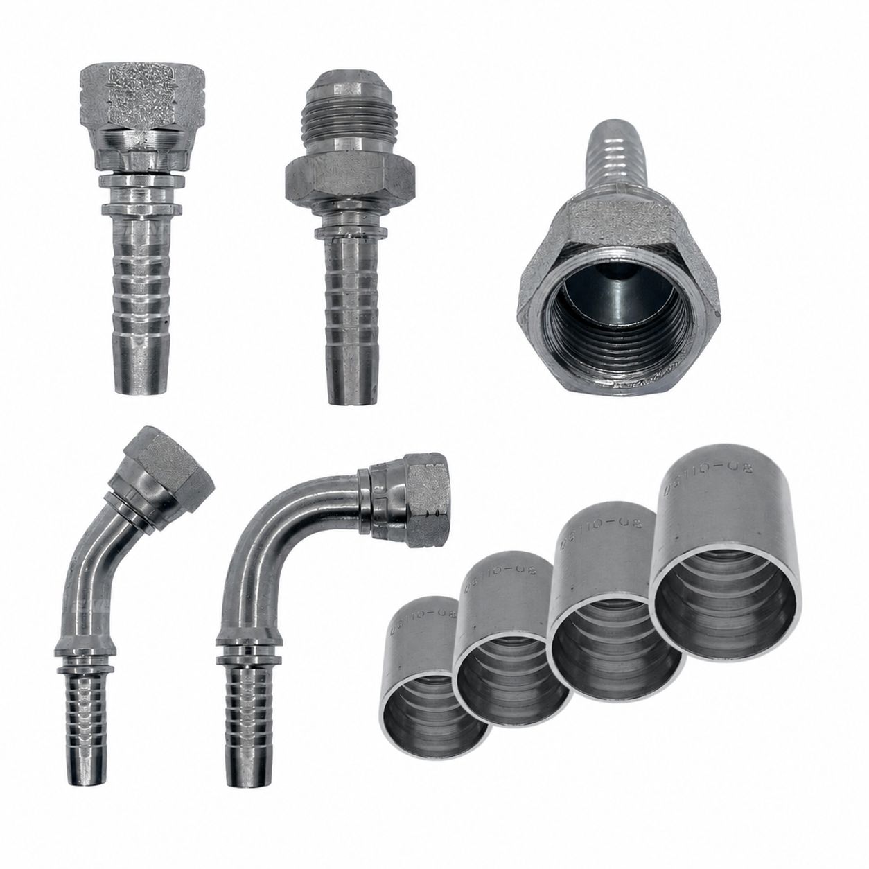 JIC Hose Tail &amp; Ferrule Build Kit - Two Piece Crimp-On - Field, Workshop &amp; Fleet Packs