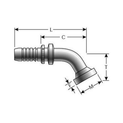 Gates GlobalSpiral Caterpillar Flange 60° Swept Multispiral Hose Tail