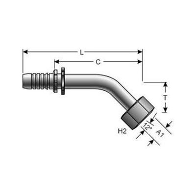 Gates GlobalSpiral Metric Heavy (DIN 2353-S) 24° Cone Female 45° Swept Multispiral Hose Tail