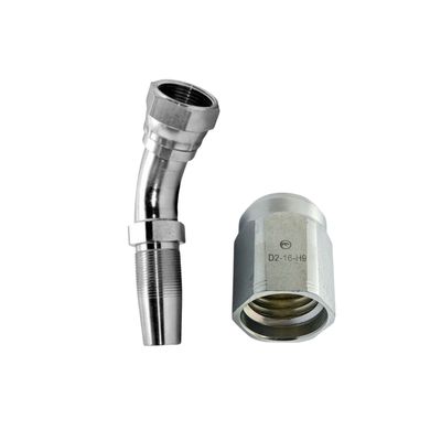 Taipan Hose Tail Reusable JIC Female 45° Elbow - With TWO Wire Ferrule