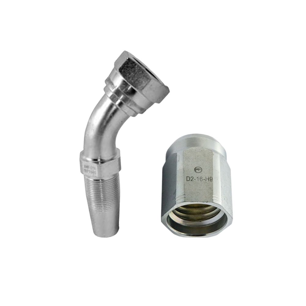 Taipan Hose Tail Reusable BSPP Female 45° Elbow - With TWO Wire Ferrule