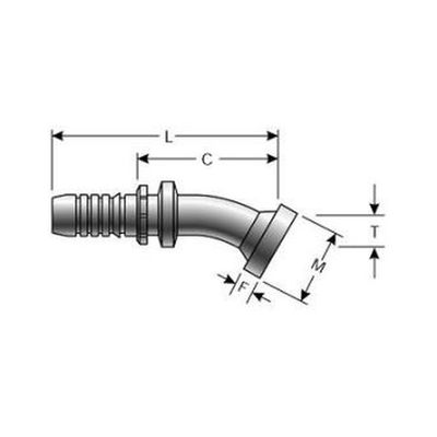 Gates GlobalSpiral Caterpillar Flange 22.5° Swept Multispiral Hose Tail