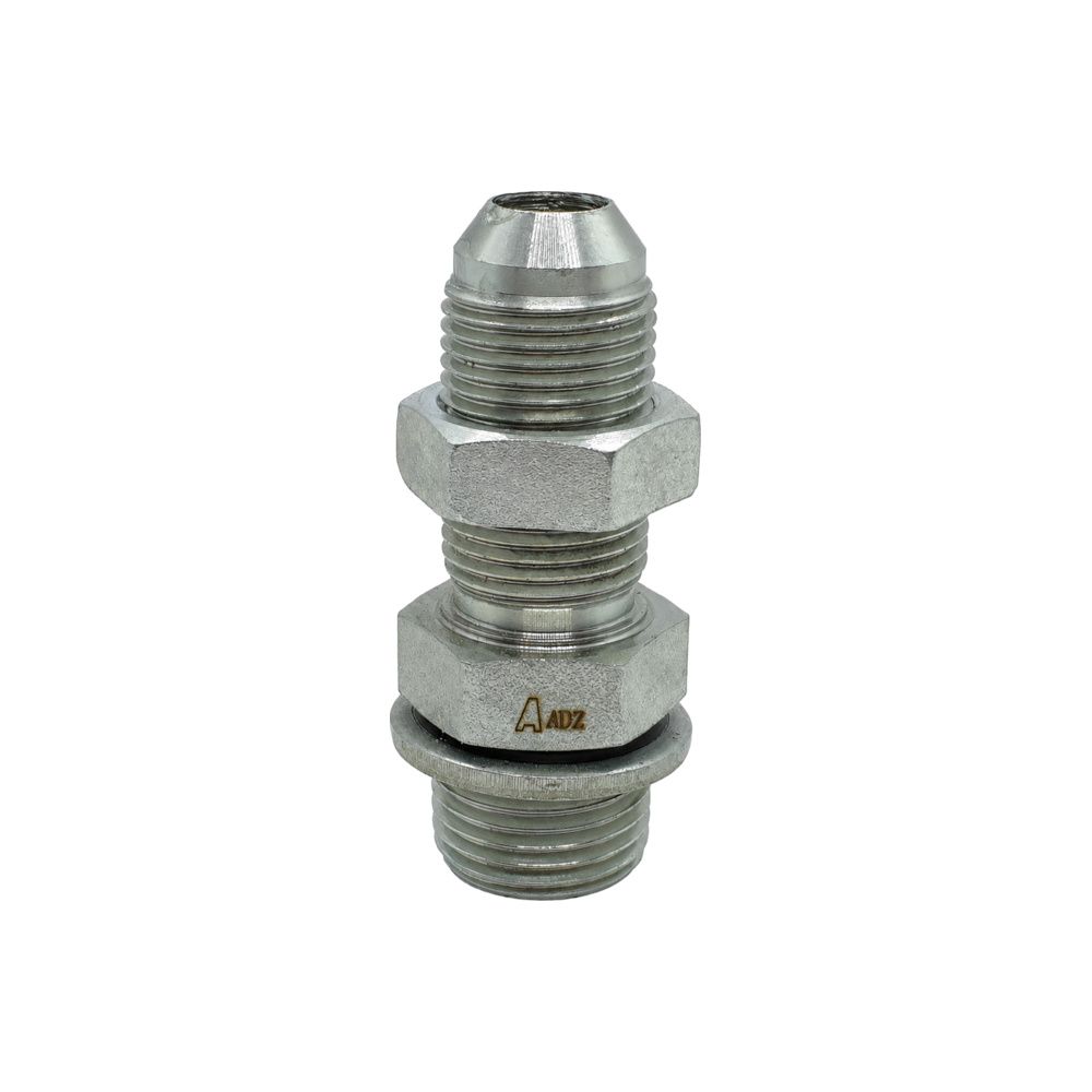 BSP Parallel Male x JIC Bulkhead Male Straight, Size: Bulkhead - (04) 1/4" BSP Parallel Male x (07) 7/16" JIC Bulkhead Male - Straight