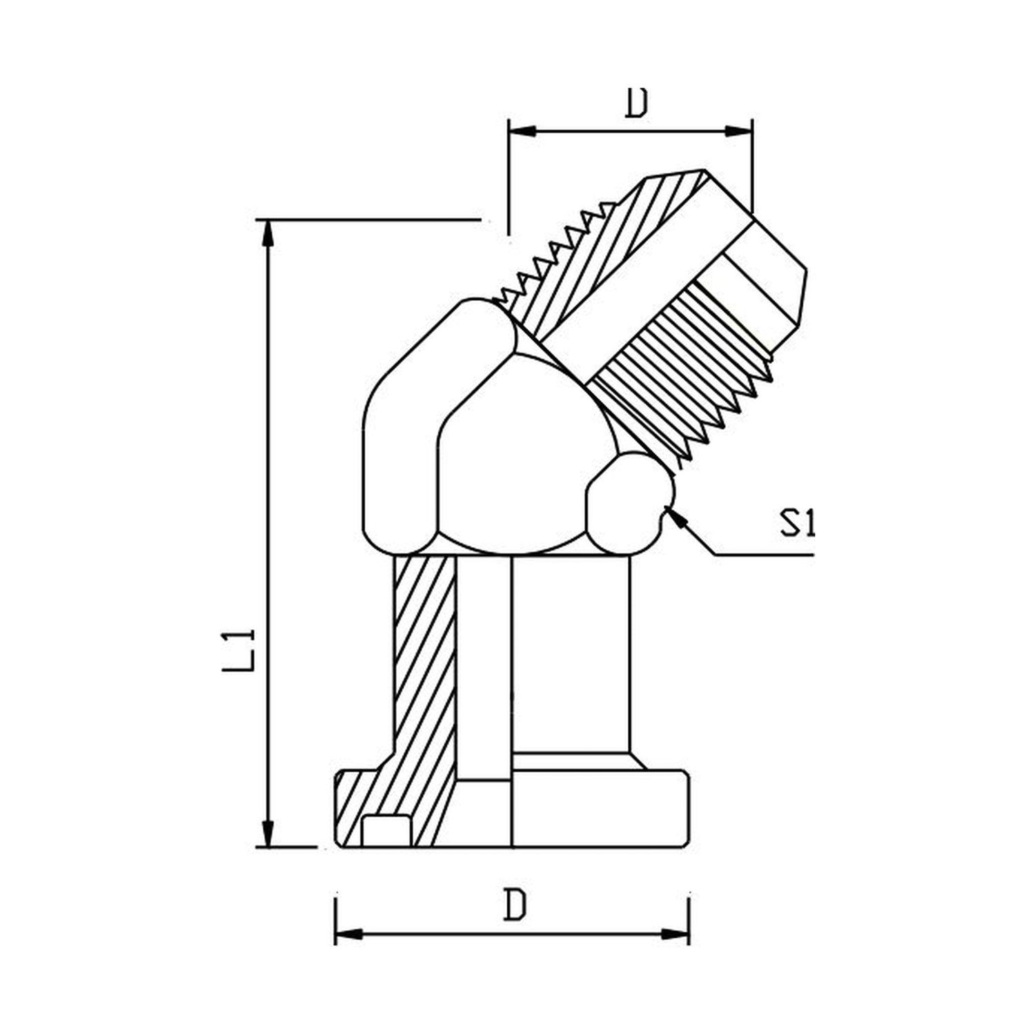 Flange Code 62  x JIC Male 45° Compact, Size: Adaptor - (12) 3/4" Flange Code 62 x (17) 1 1/16" JIC Male - 45° Compact