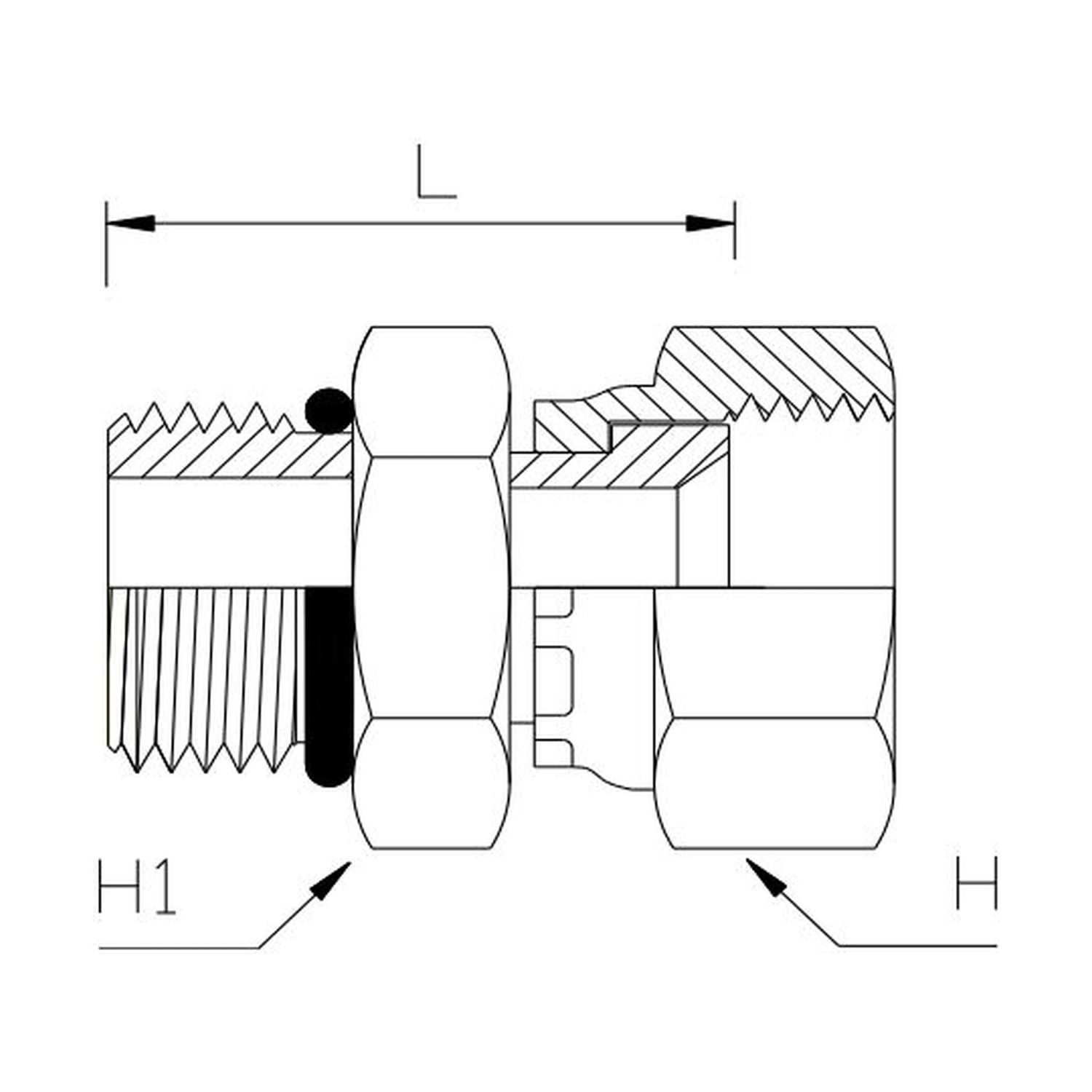 JIC Female x UNO Male Straight, Size: Adaptor - (07) 7/16" JIC Female x (07) 7/16" UNO Male - Straight