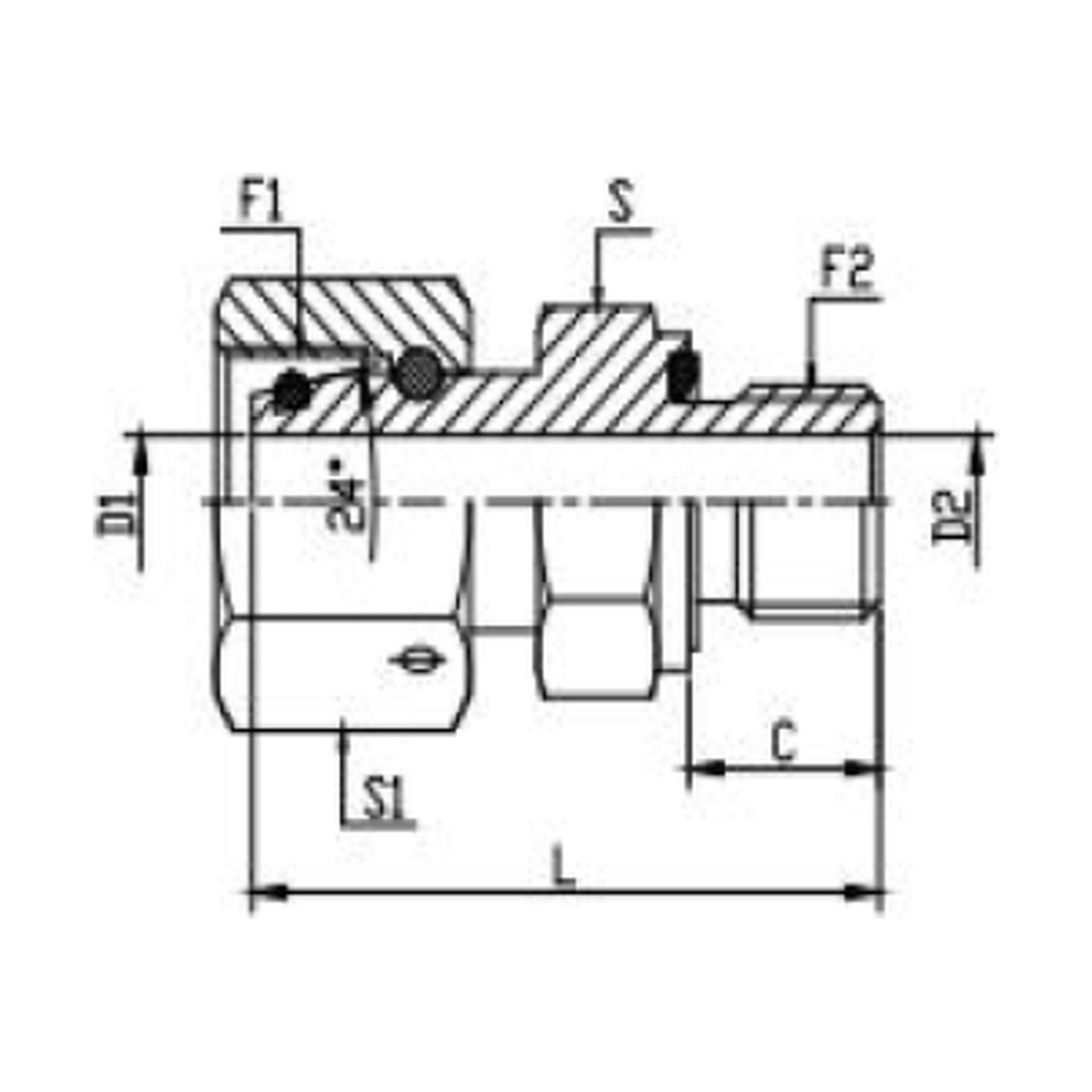 Metric Heavy Female x Metric Stud Male Straight, Size: Adaptor - M14 (6S) Metric Heavy Female x M10 Metric Stud Male - Straight