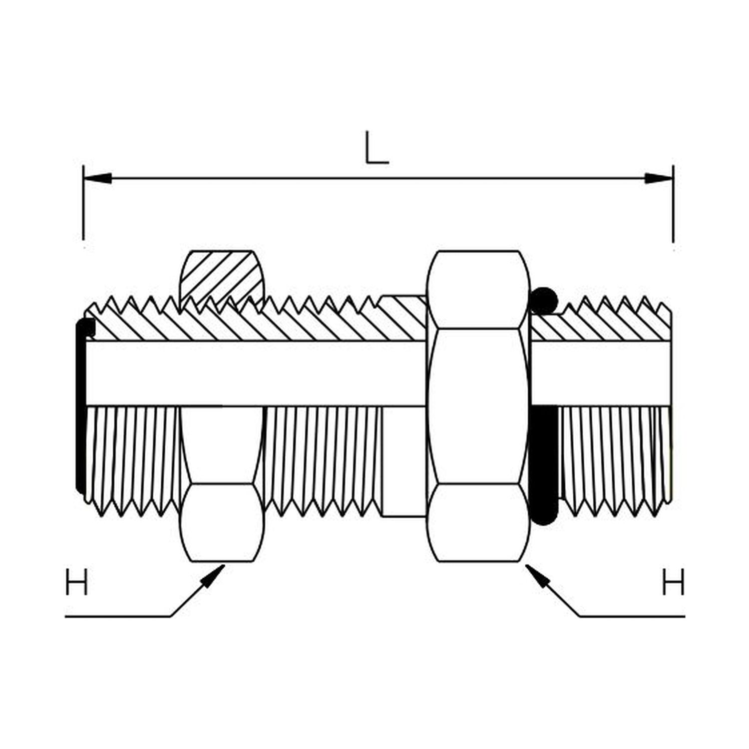 ORFS Bulkhead Male x UNO Male Straight, Size: Bulkhead - (16) 1" ORFS Bulkhead Male x (17) 1 1/16" UNO Male - Straight