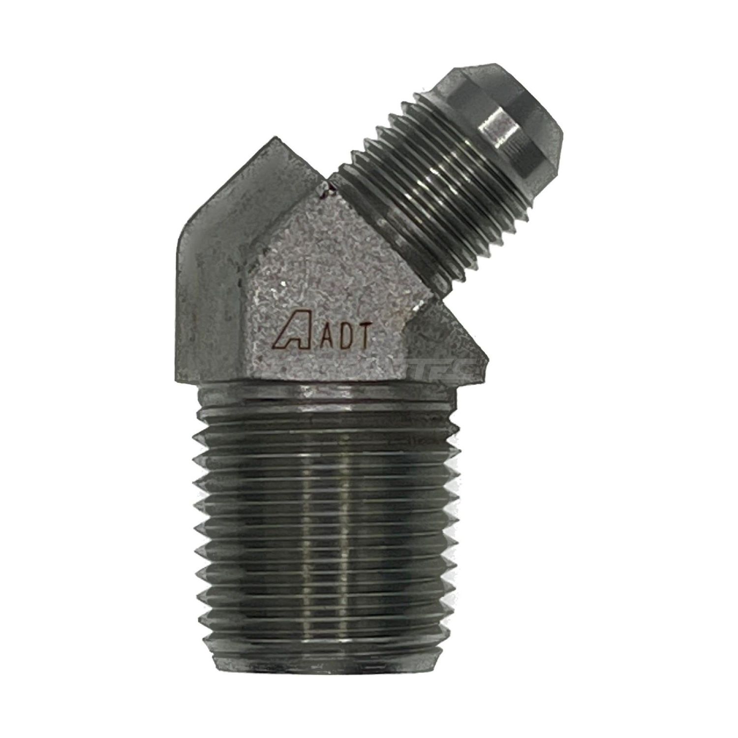 JIC Male x NPT Tapered Male 45° Compact, Size: Adaptor - (07) 7/16" JIC Male x (02) 1/8" NPT Tapered Male - 45° Compact