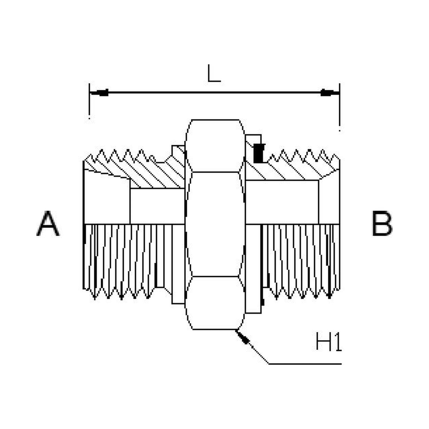 Metric Heavy Male x Metric Stud Male Straight, Size: Adaptor - M16 (8S) Metric Heavy Male x M14 (1.5mm) Metric Stud Male - Straight