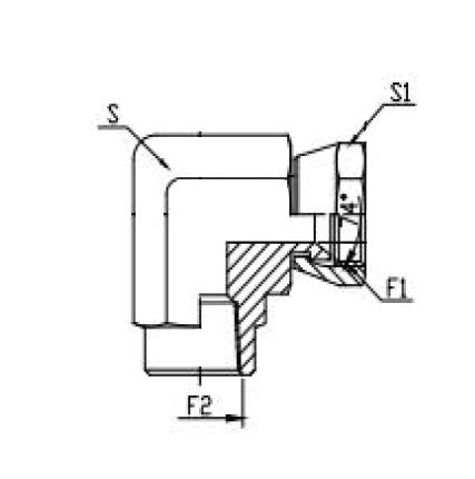 NPT Tapered Female x JIC Female 90° Compact, Size: Adaptor - (04) 1/4" NPT Tapered Female x (07) 7/16" JIC Female - 90° Compact