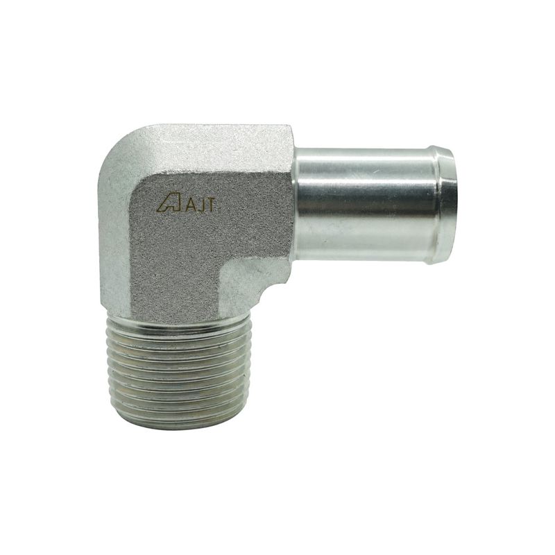 Low-Pressure Hose Tail - BSPT Male Tapered - 90° Compact Elbow - Crimp-On