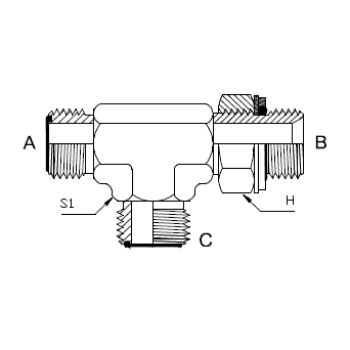 ORFS Male x BSP Parallel Male Branch Tee
