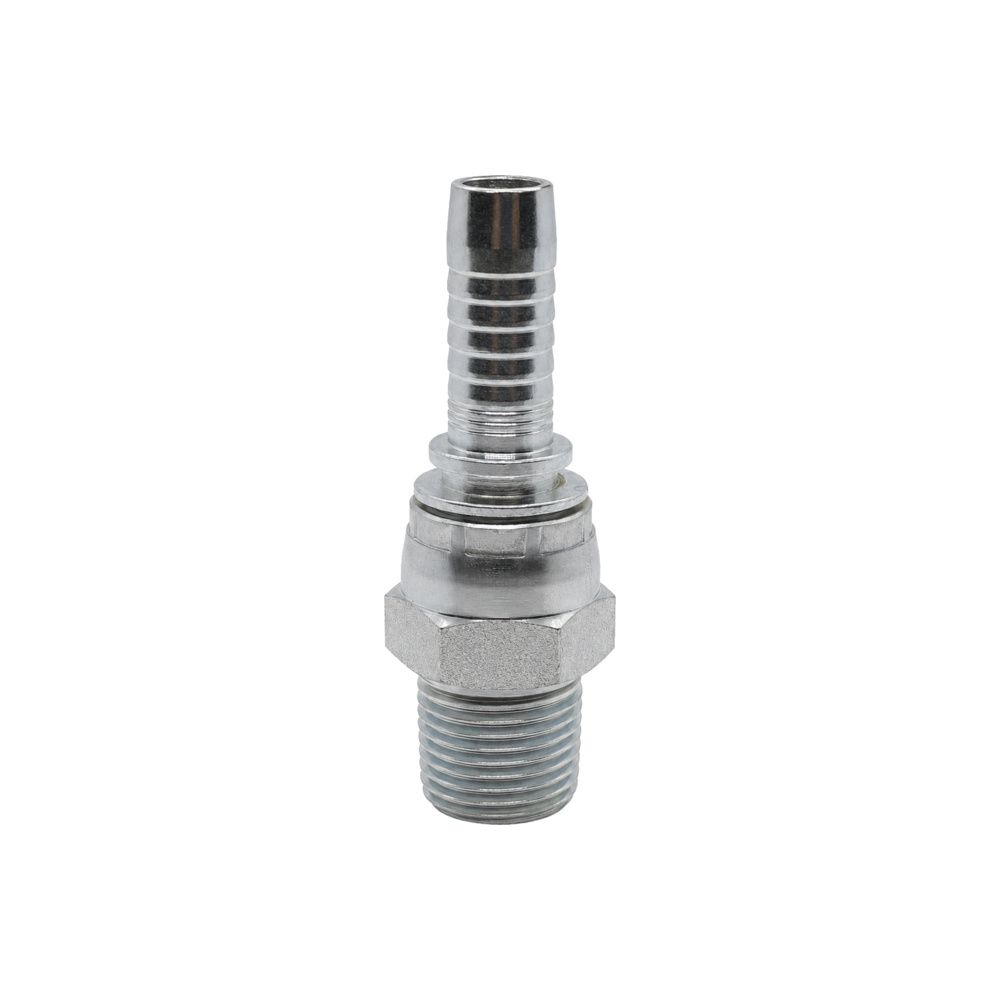 Hose Tail - BSP Male Live Swivel - Straight - Two-Piece Crimp-On