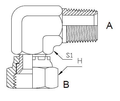 Dimension drawing: letters match the table columns