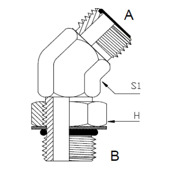 Dimension drawing: letters match the table columns
